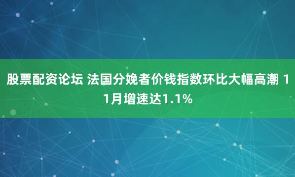 股票配资论坛 法国分娩者价钱指数环比大幅高潮 11月增速达1.1%